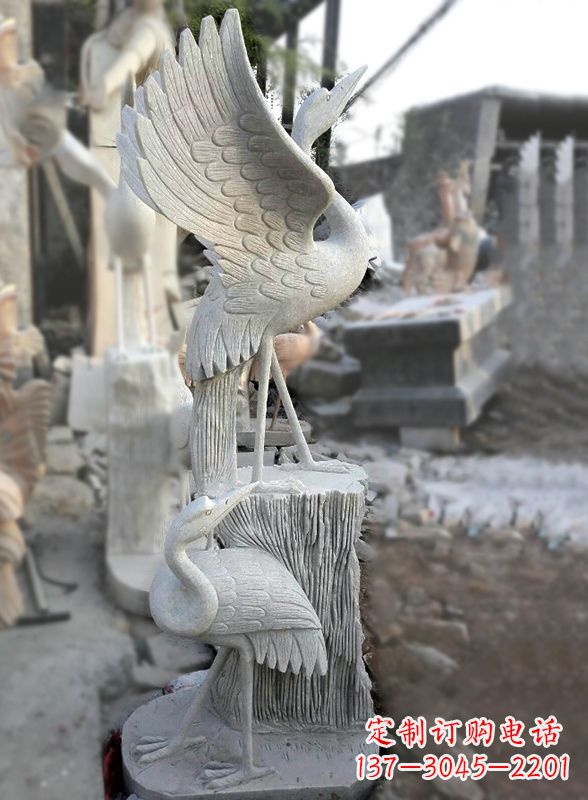 绵阳石雕仙鹤景观摆件