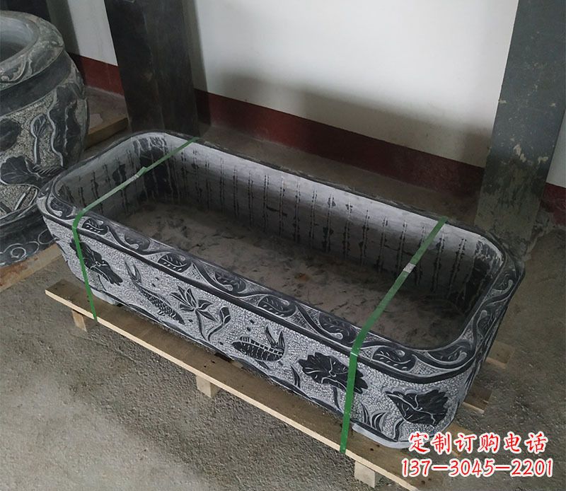 绵阳石浮雕鱼缸仿古鱼缸石雕