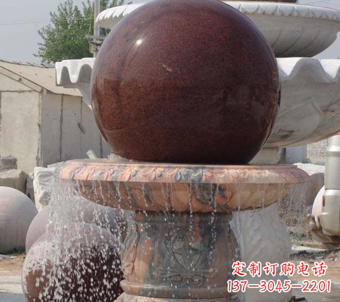 绵阳石来运转小型风水球喷泉石雕