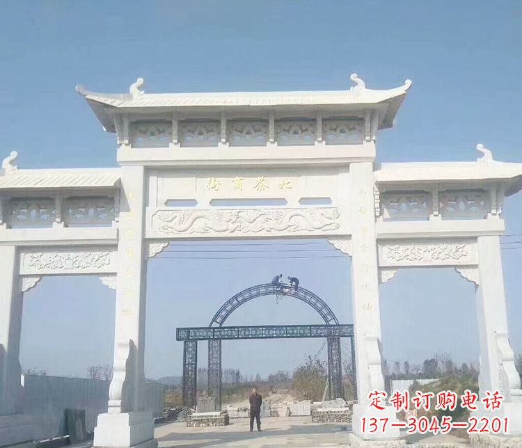 绵阳石牌坊三门牌坊石雕 (4)