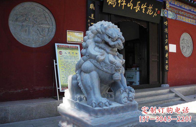 绵阳石狮子寺庙门口石雕