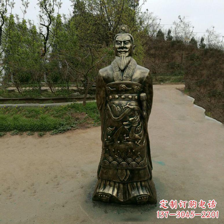 绵阳始皇嬴政玻璃钢仿铜雕塑