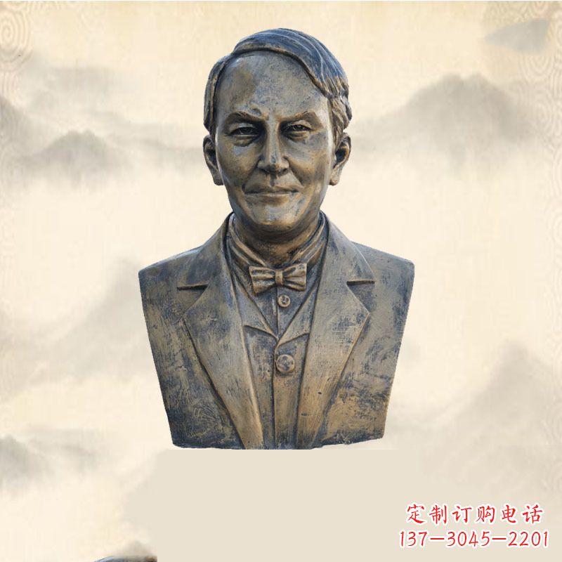 绵阳世界名人爱迪生纯铜头像雕塑-学校校园名人系列雕塑