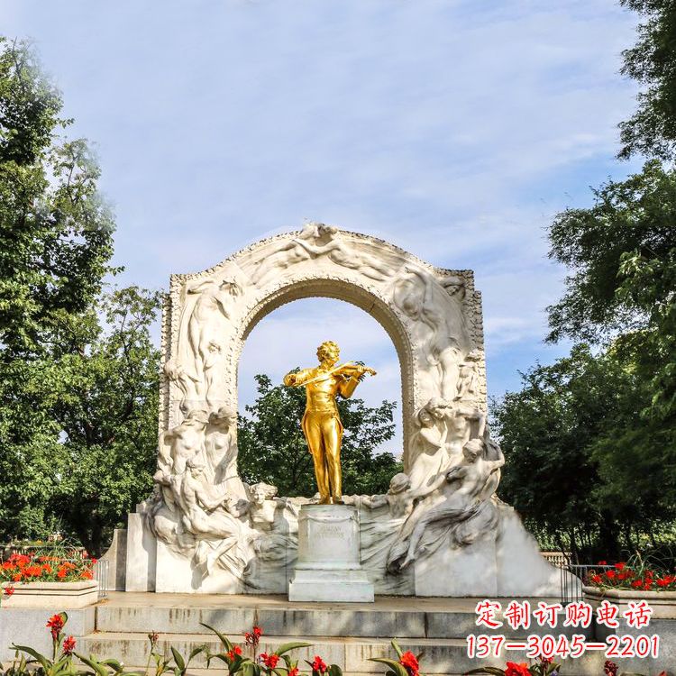绵阳世界名人古典主义作曲家莫扎特公园铜雕像