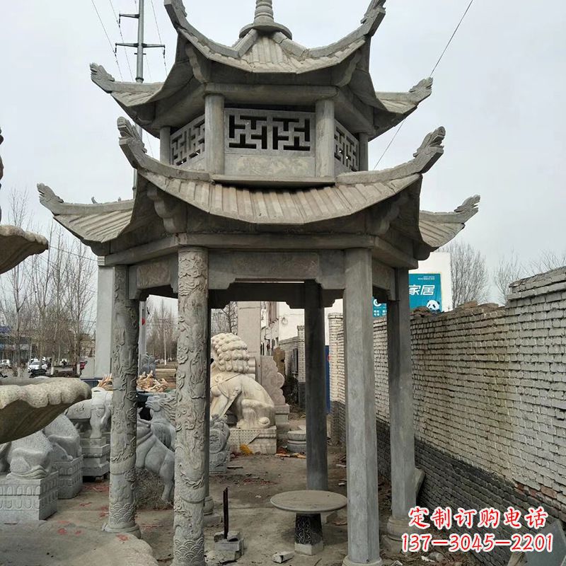 绵阳双层大理石凉亭雕塑