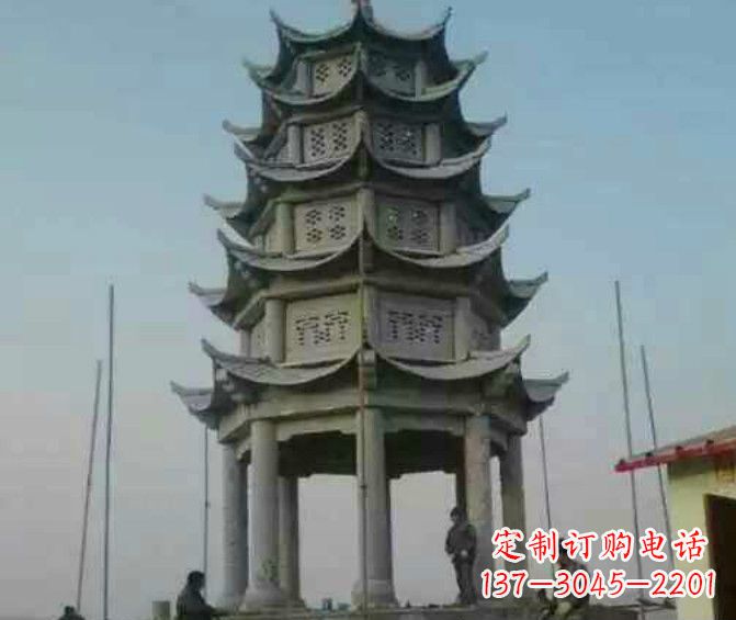 绵阳双层大理石凉亭石雕 (2)