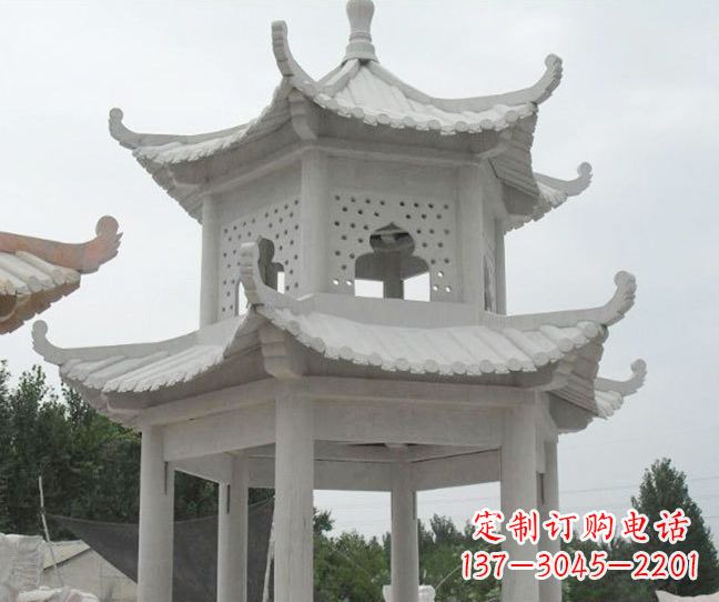 绵阳双层大理石凉亭石雕
