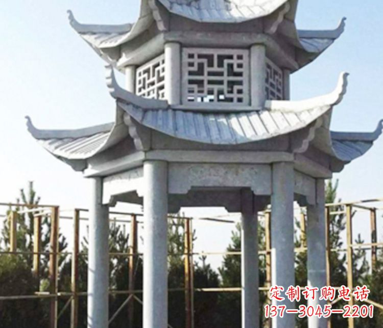 绵阳双层仿古石凉亭石雕_2