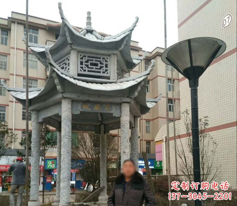绵阳双层六角凉亭石雕
