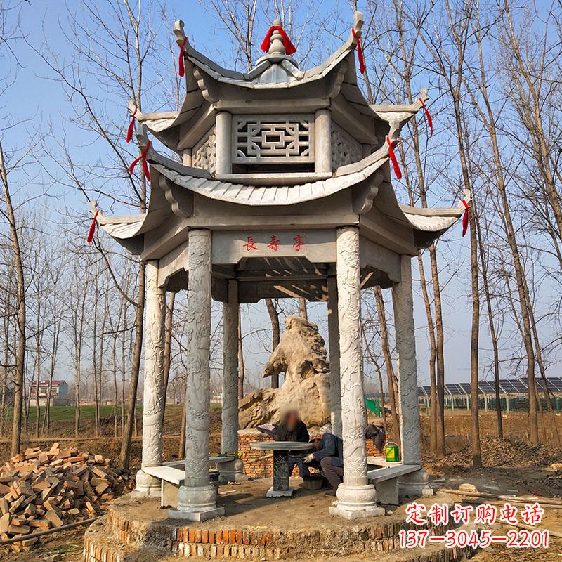 绵阳双层六角石凉亭