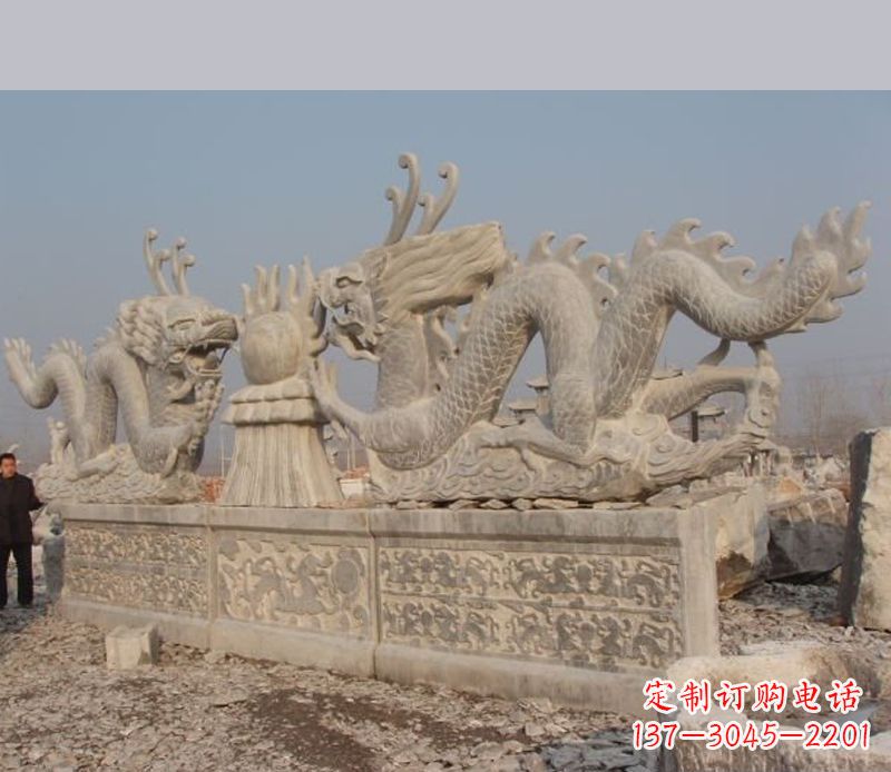 绵阳双龙戏珠石雕