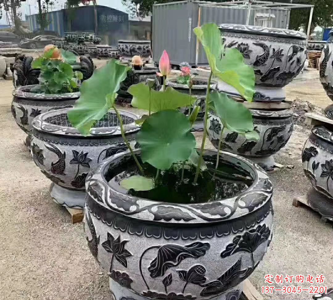 绵阳睡莲石浮雕花盆雕塑公园景观雕塑