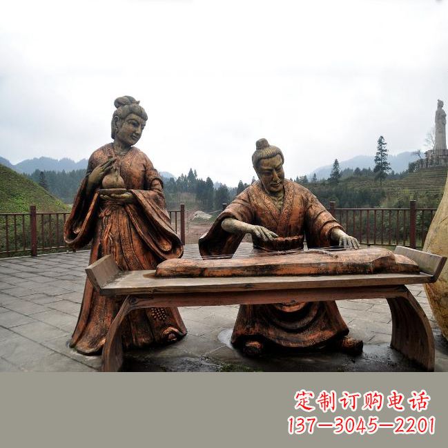 绵阳司马相如与卓文君铜雕塑像-城市广场历史名人情景雕塑
