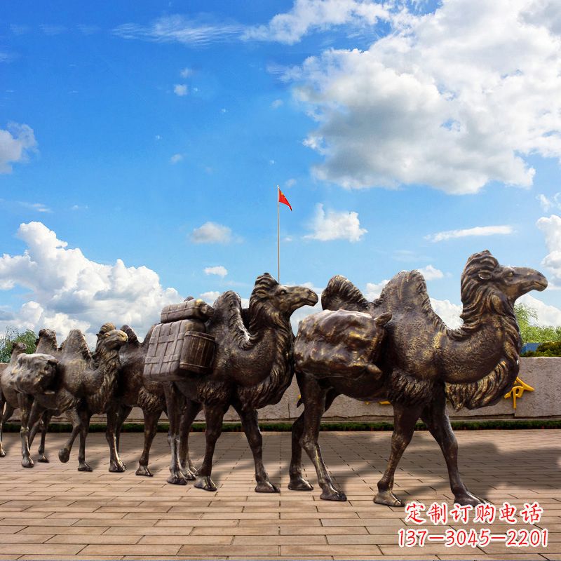 绵阳丝绸之路骆驼队仿铜景观雕塑