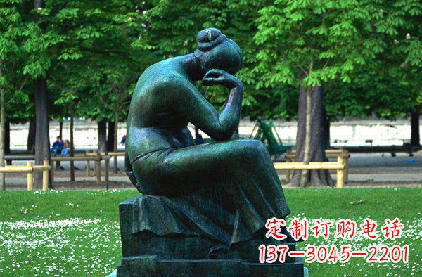 绵阳思考的女人青铜人物铜雕