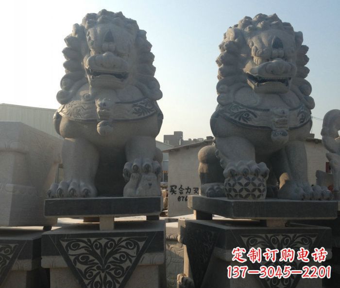 绵阳寺庙景观仿古石狮子 (2)