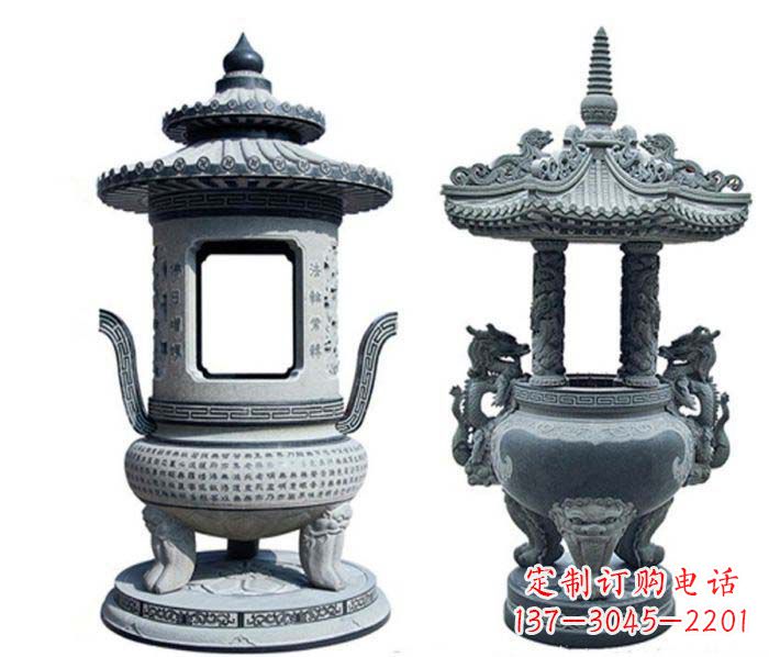 绵阳寺庙景观仿古香炉石雕