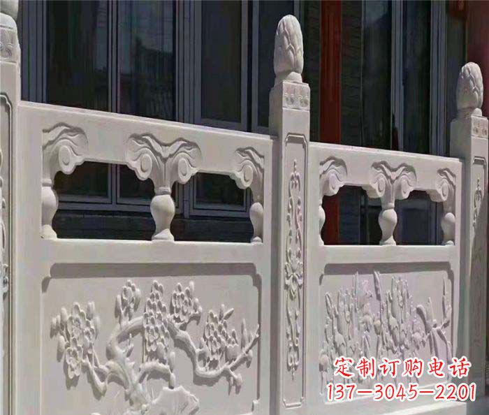 绵阳寺庙景观汉白玉石浮雕栏板 (2)