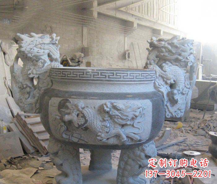 绵阳寺庙景观龙头水缸石雕