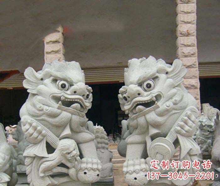 绵阳寺庙景观南方狮子石雕 (2)