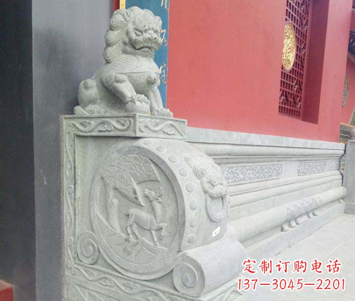 绵阳寺庙景观狮子石门墩抱鼓石