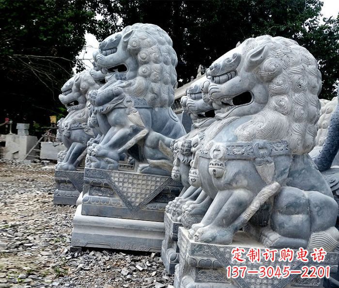 绵阳寺庙青石狮子石雕 (2)