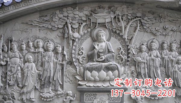 绵阳寺庙墙壁石浮雕佛像