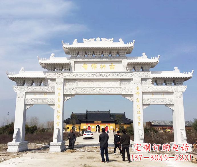 绵阳寺庙三门五楼石牌坊石雕_2