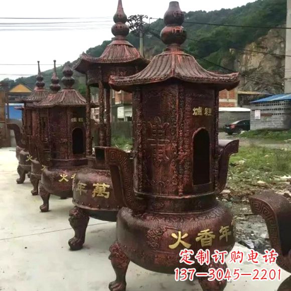 绵阳寺庙铜香炉雕塑