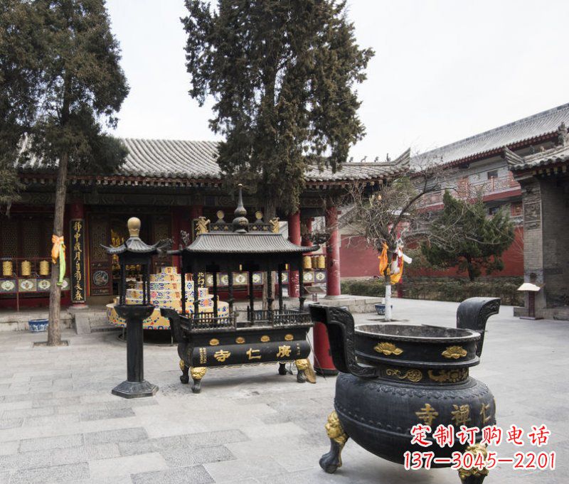 绵阳寺庙铜香炉铜雕