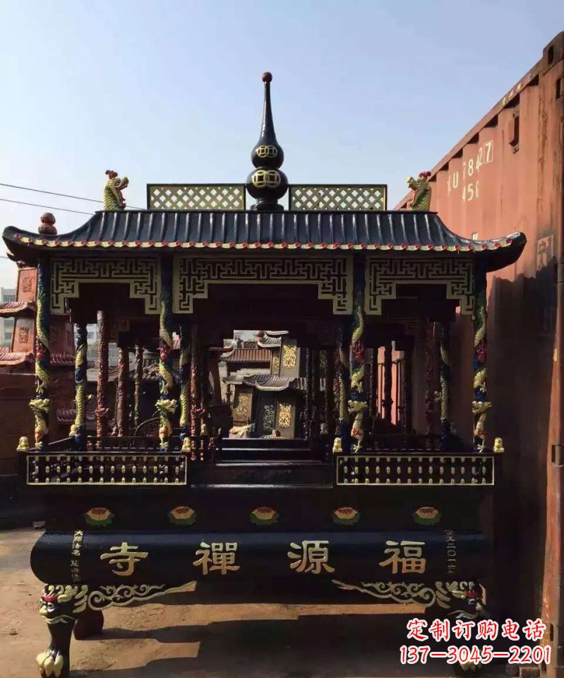绵阳寺庙香炉铜雕 (2)