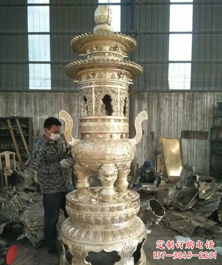 绵阳寺庙香炉铜雕 (5)