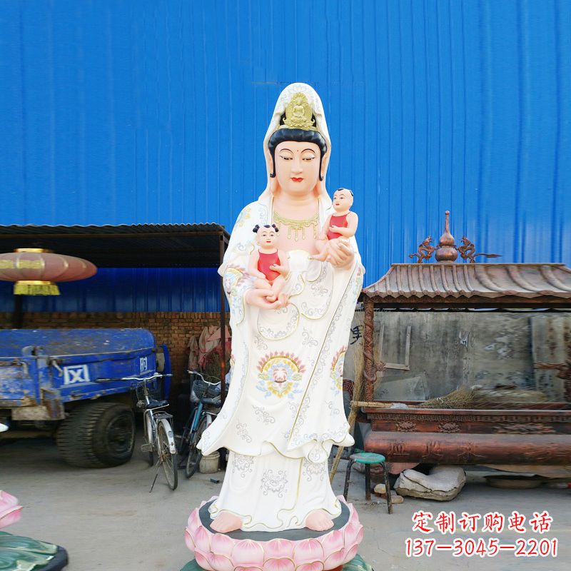 绵阳送子观音彩绘玻璃钢雕塑