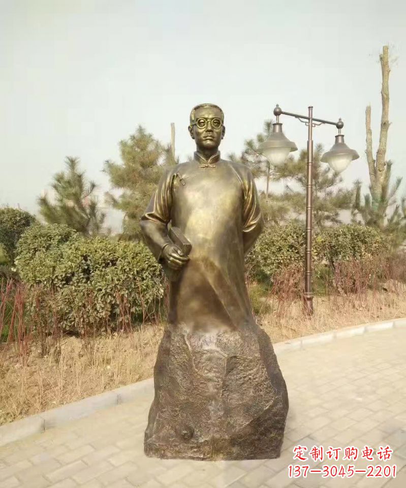 绵阳陶行知人物铜雕1