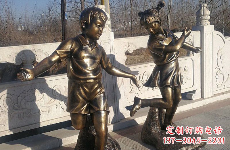 绵阳踢毽子的儿童铜雕 (2)