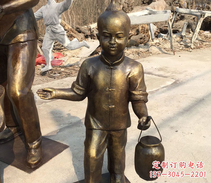 绵阳提灯笼的小男孩铜雕