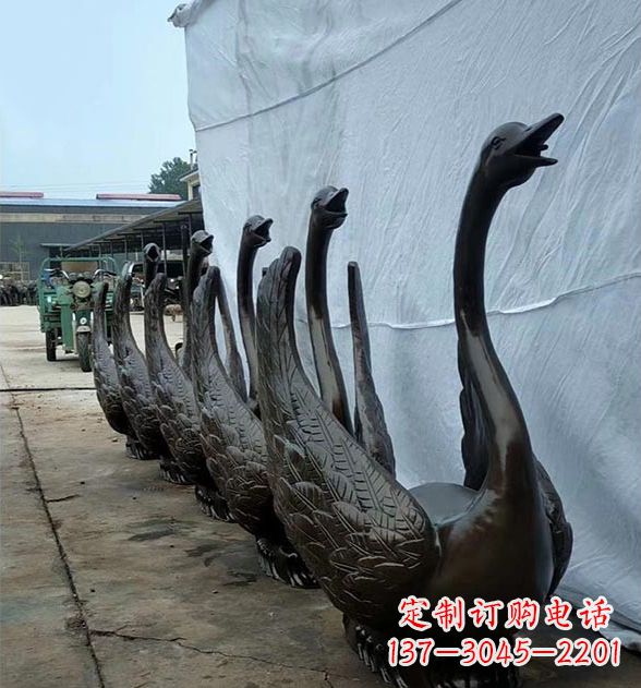 绵阳天鹅喷泉铜雕,园林喷泉水景流水组件