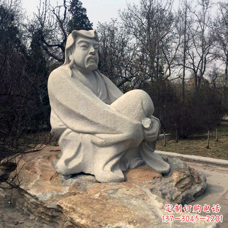 绵阳田园诗派鼻祖陶渊明公园园林石雕坐像