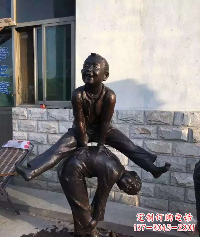 绵阳跳马儿童铜雕 (2)