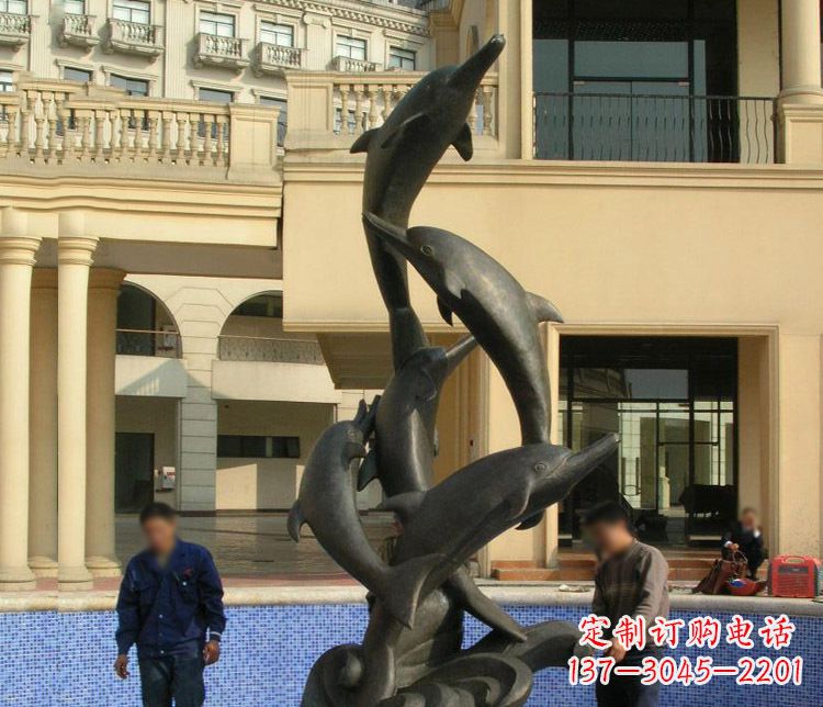 绵阳跳跃海豚景观铜雕
