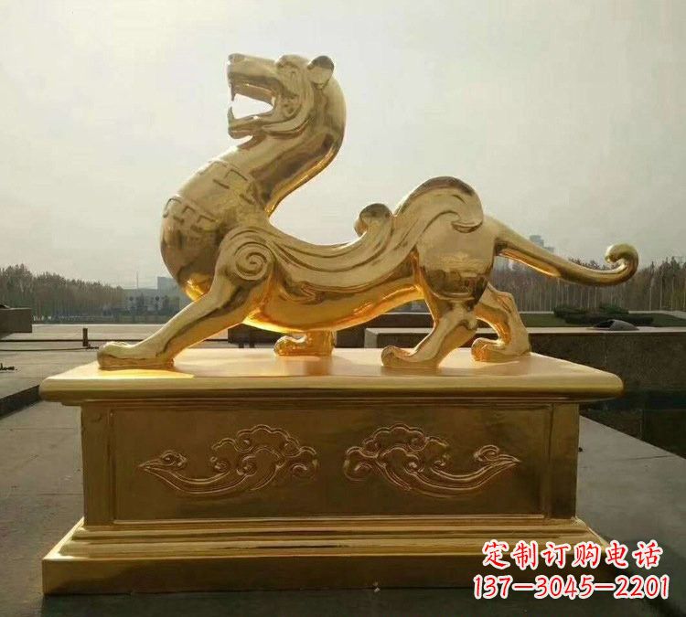 绵阳贴金古代神兽青龙雕塑