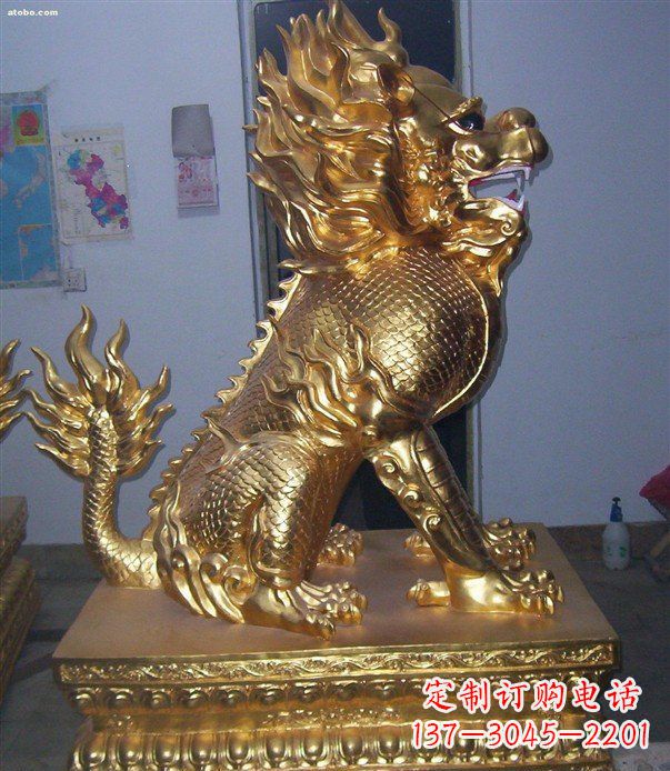 绵阳贴金麒麟招财神兽铜雕