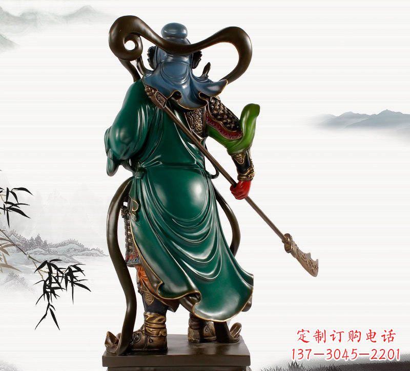 绵阳铜雕彩绘武财神关公