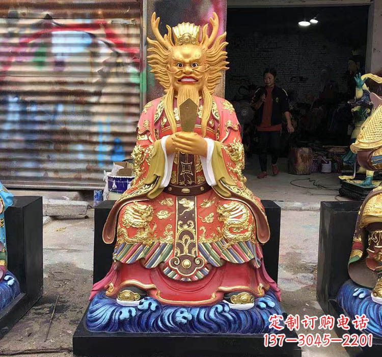 绵阳铜雕彩绘坐式龙王