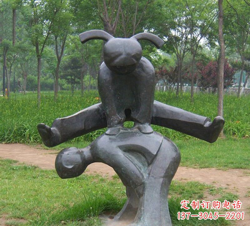绵阳铜雕抽象跳山羊儿童