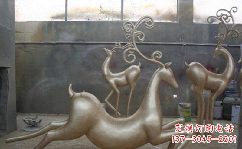 绵阳铜雕抽象树枝梅花鹿雕塑