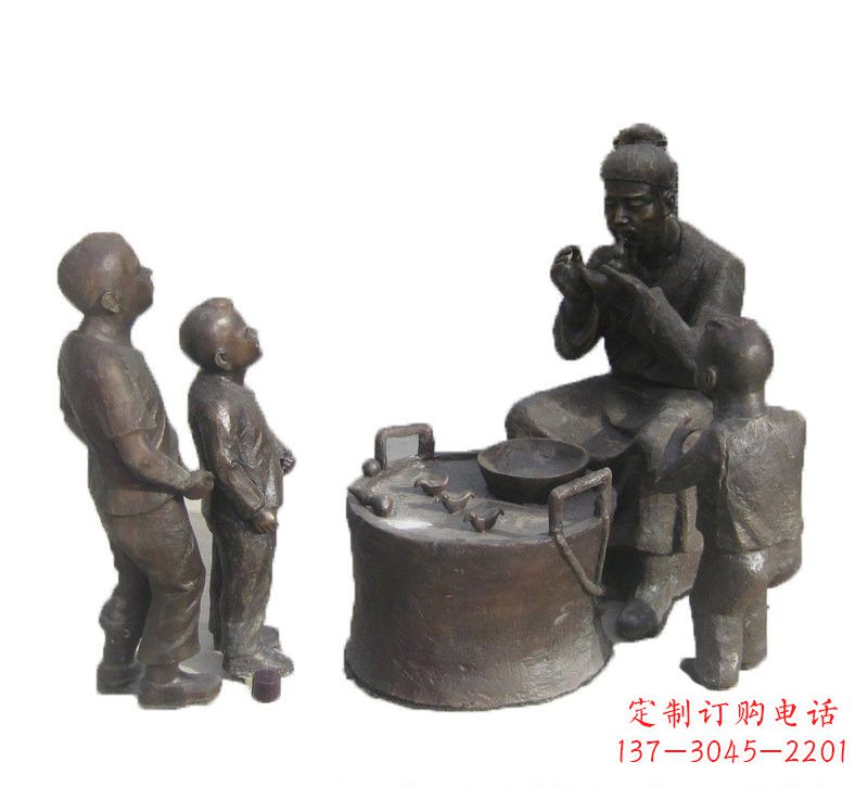 绵阳铜雕吹糖人的古代人物