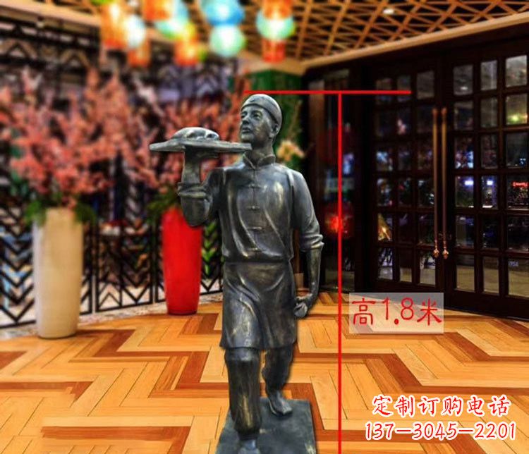 绵阳铜雕店小二人物雕塑 (2)