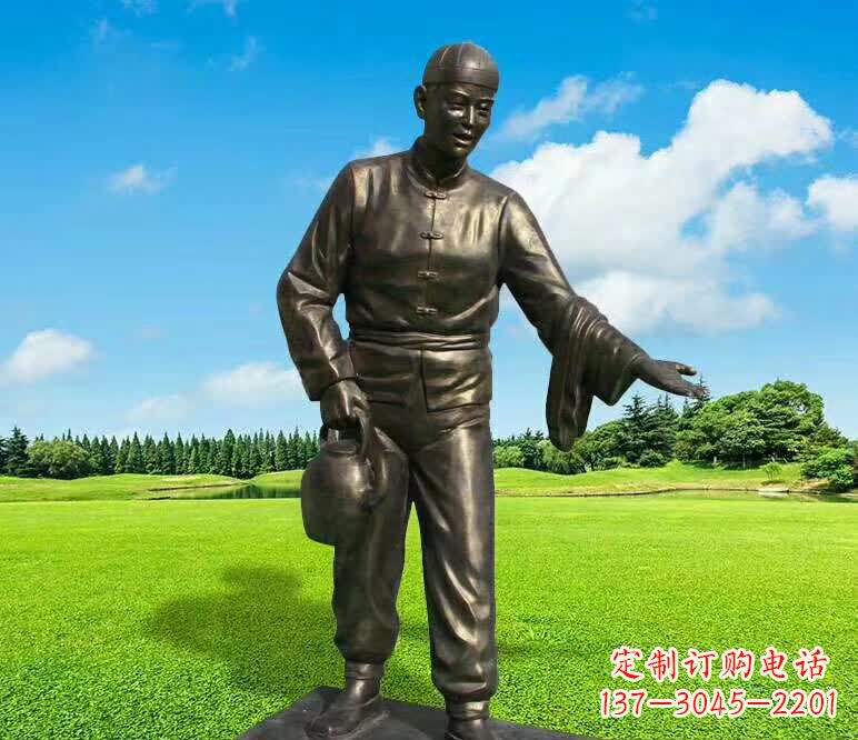 绵阳铜雕店小二人物雕塑1