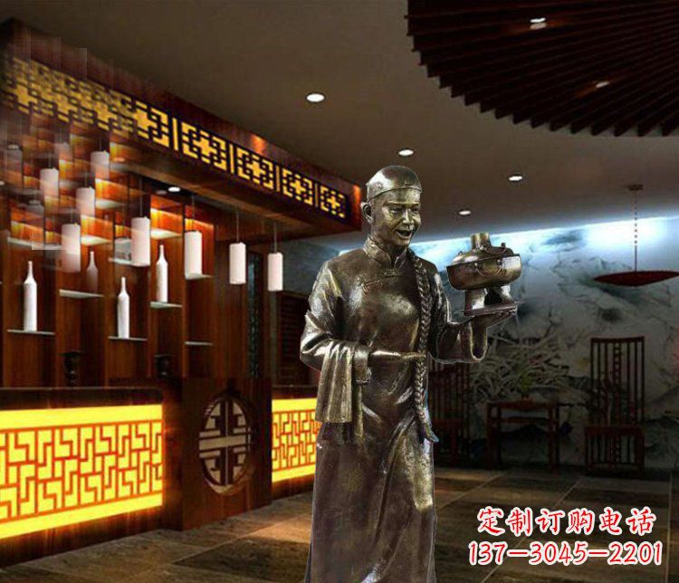 绵阳铜雕店小二小品人物雕塑